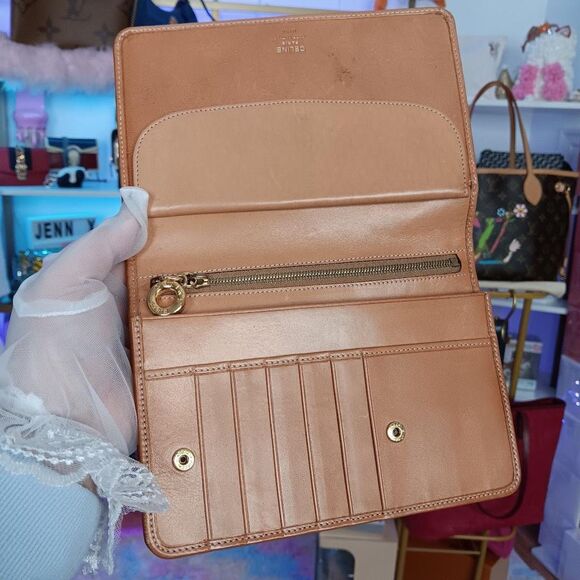 Rare VTG Celine Large Size Macadam Brown Leather Accordion Organizer Wallet - Picture 6 of 13